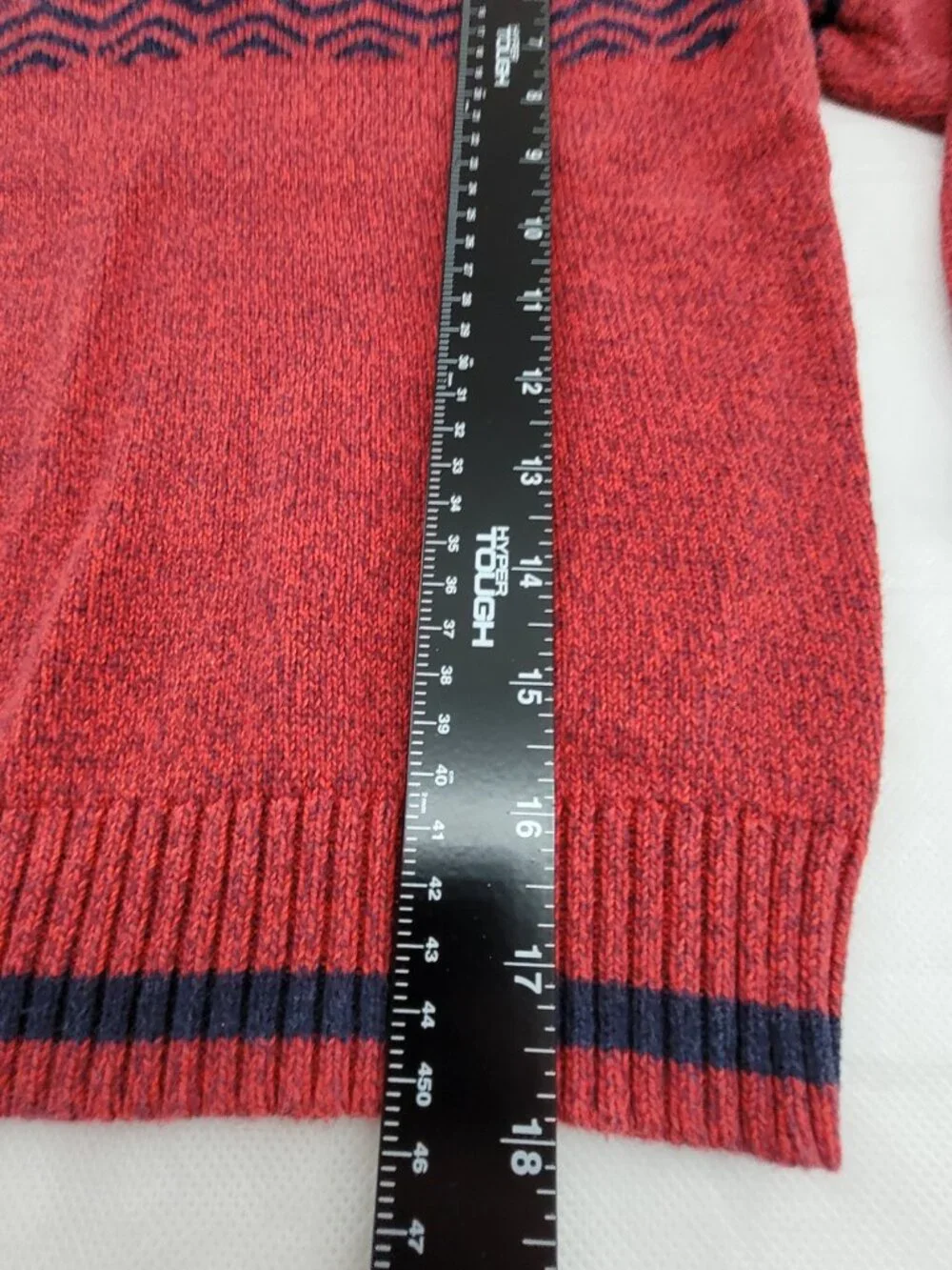 Vintage OshKosh Sweater Boys 8 Red 100% Cotton Knit Fair Isle Button Mock Neck